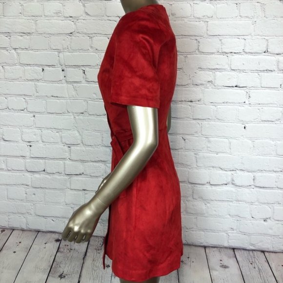 Zara Trafaluc Dress Wrap Red Faux Suede Size XS - Picture 3 of 8